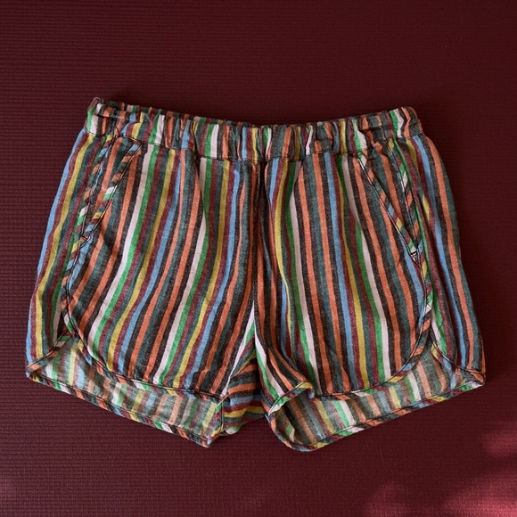 Madewell Pants - Madewell Rainbow Multicolored Striped Linen Cotton Blend Pull On Shorts (S)